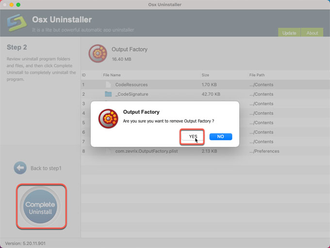 remove Output Factory