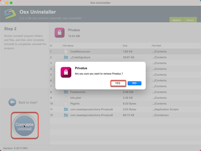 complete uninstall Privatus