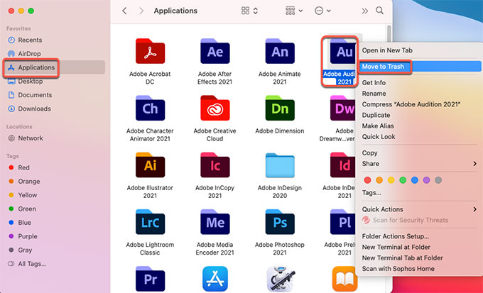 move Adobe Audition to Trash