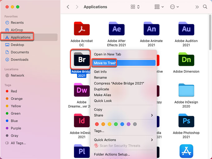 Unistall Adobe Bridge 2021