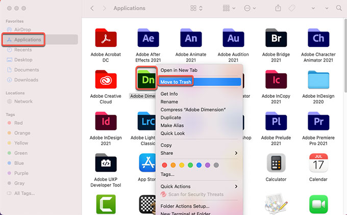 delete Adobe Dimension
