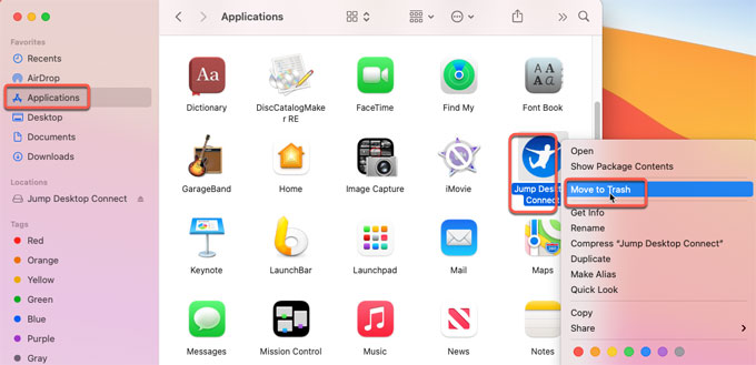 Jump Desktop move to trash