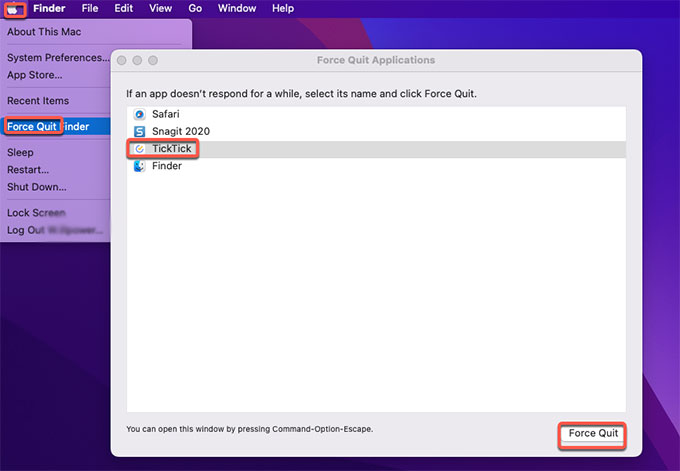 force quit TickTick