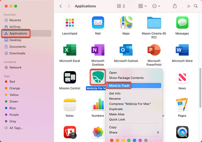 move Mobicip to trash