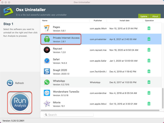 Uninstall Private Internet Access