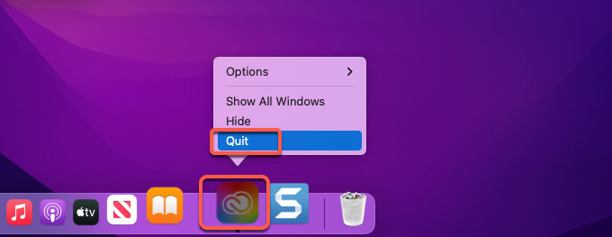 quit Adobe Creative Cloud