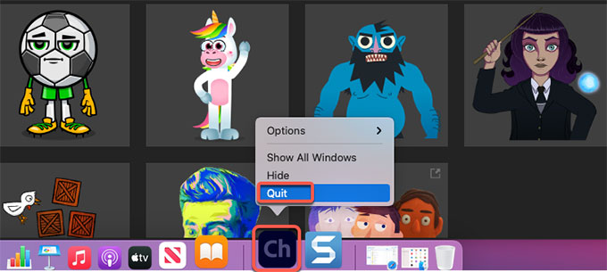quit Adobe Character Animator