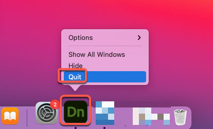 quit Adobe Dimension
