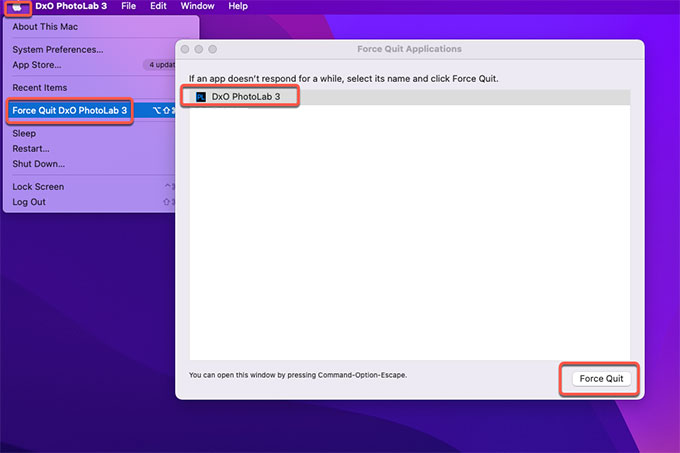 quit DxO PhotoLab