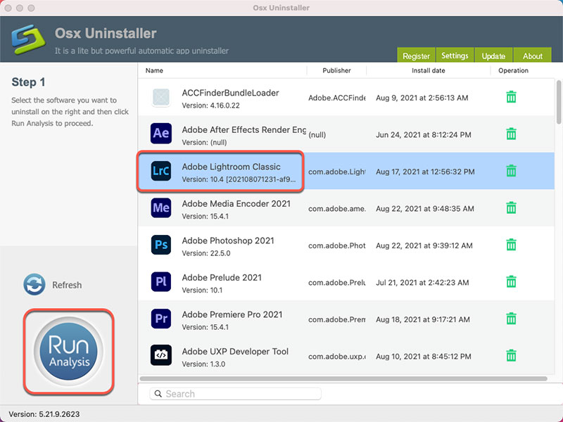Osx Uninstaller uninstall Adobe Lightroom Classic
