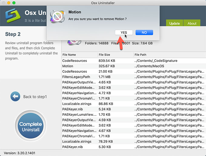 Uninstall Motion Step2