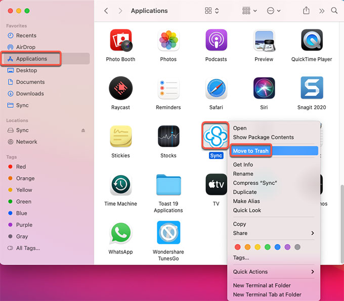 Uninstall Sync.com for Mac