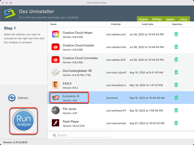 uninstall Economix Xi