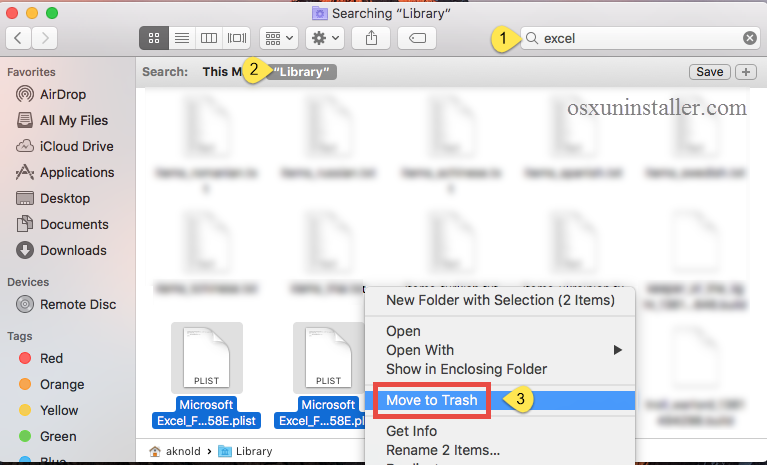 delete Microsoft Excel 2016 leftovers- osxuninstaller (1)