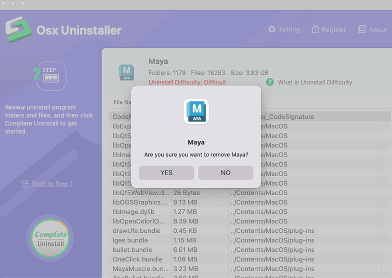 complete uninstall Maya