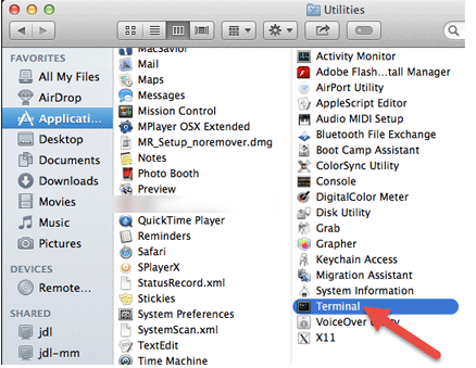 terminal— unhide library folder