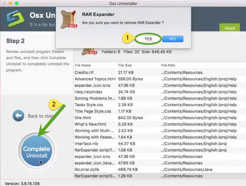 uninstall RAR Expander using Osx Uninstaller (2)